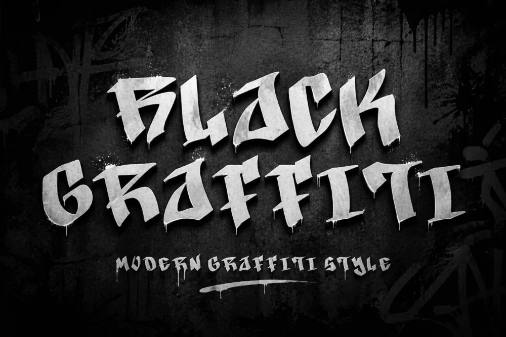 Blackout Graffiti Display Font letters shown on a sample sheet