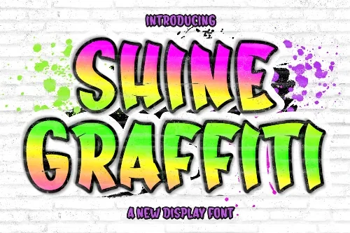 Chrome Shine Graffiti Font letters shown on a sample sheet