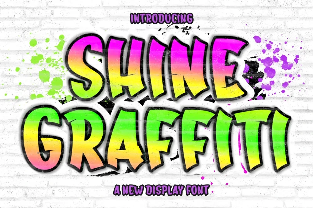 Chrome Shine Graffiti Font letters shown on a sample sheet