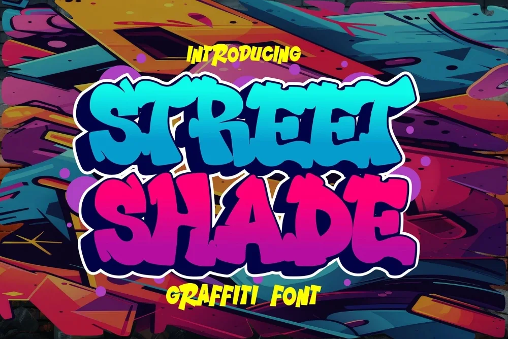 Drop Shadow Street Font letters shown on a sample sheet