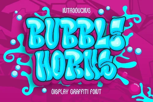 Horned Bubble Letter Font letters shown on a sample sheet