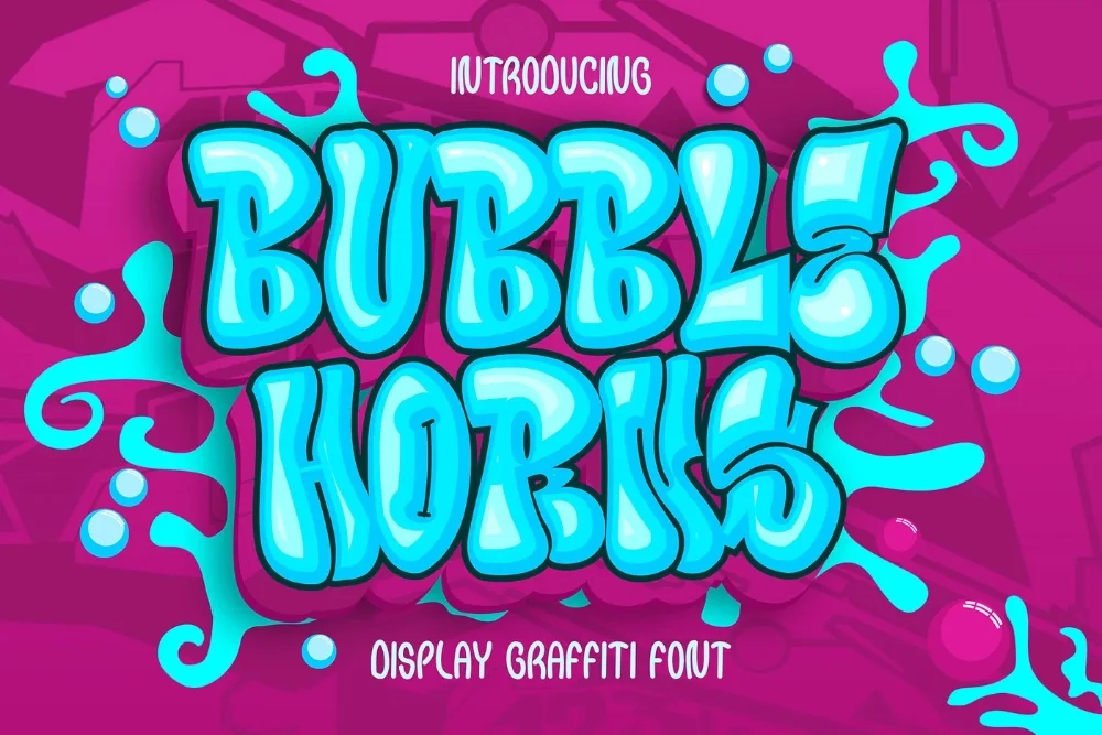Horned Bubble Letter Font letters shown on a sample sheet