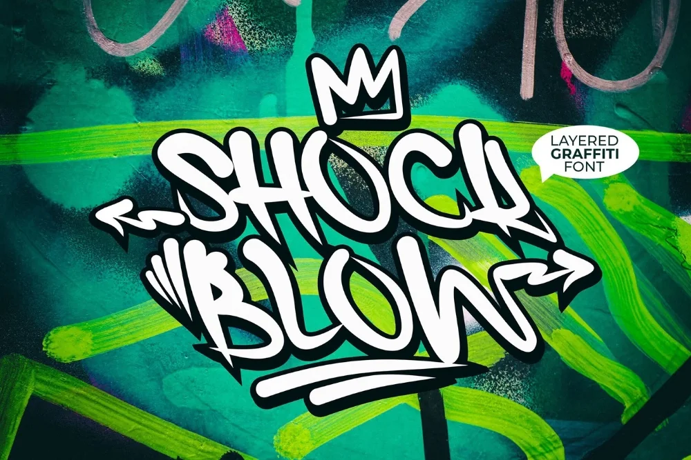 Impact Blast Graffiti Font letters shown on a sample sheet