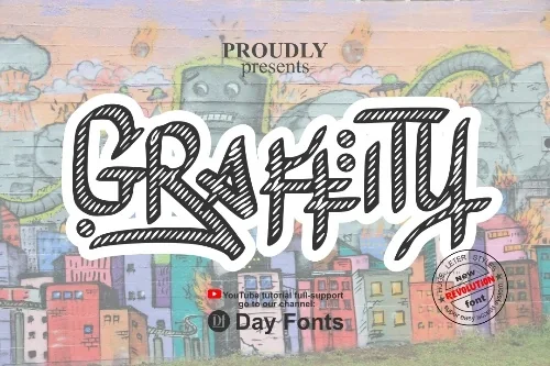 Rough Wall Graffiti Font letters shown on a sample sheet