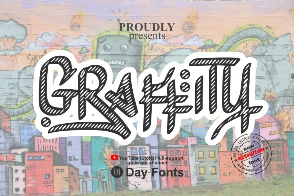 Rough Wall Graffiti Font letters shown on a sample sheet