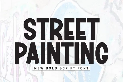 Spray Wall Painting Display Font letters shown on a sample sheet