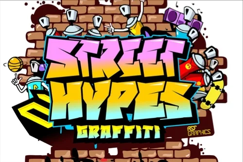 Street Hype Headline Font letters shown on a sample sheet