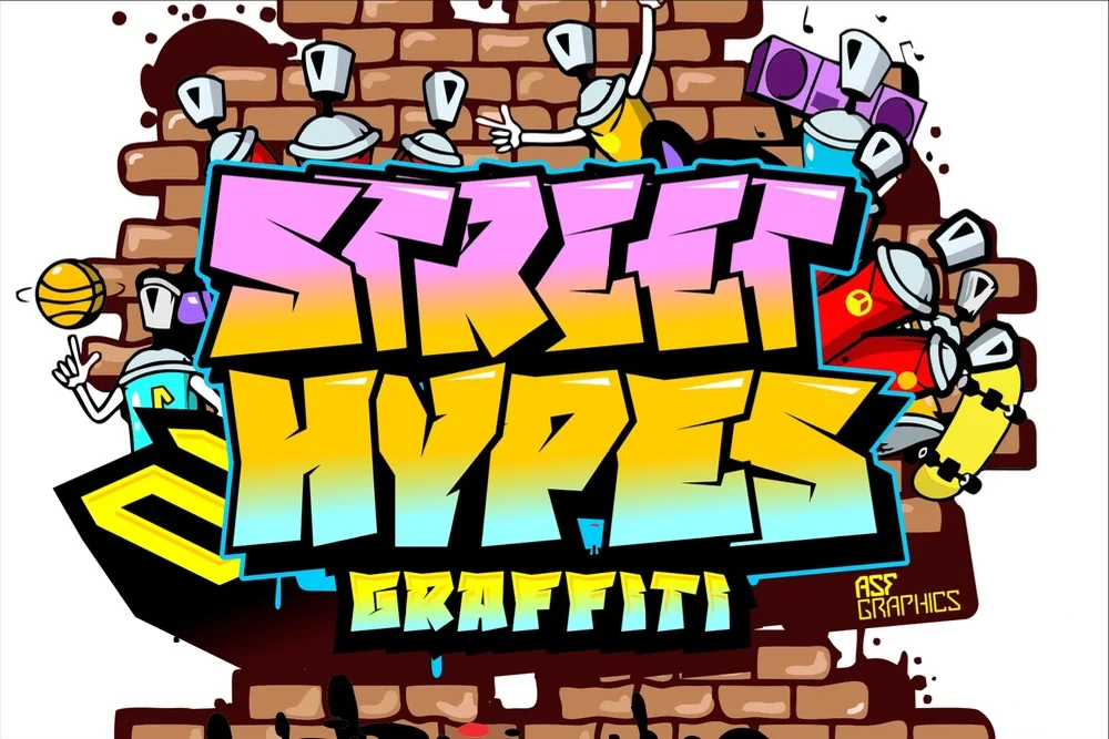 Street Hype Headline Font letters shown on a sample sheet