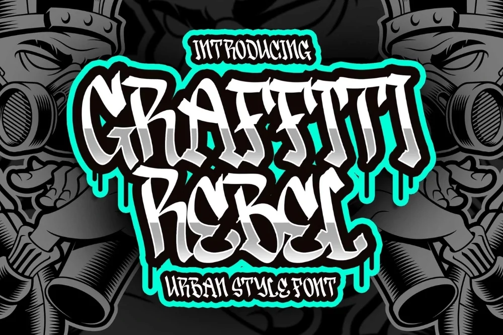 Street Riot Graffiti Font letters shown on a sample sheet