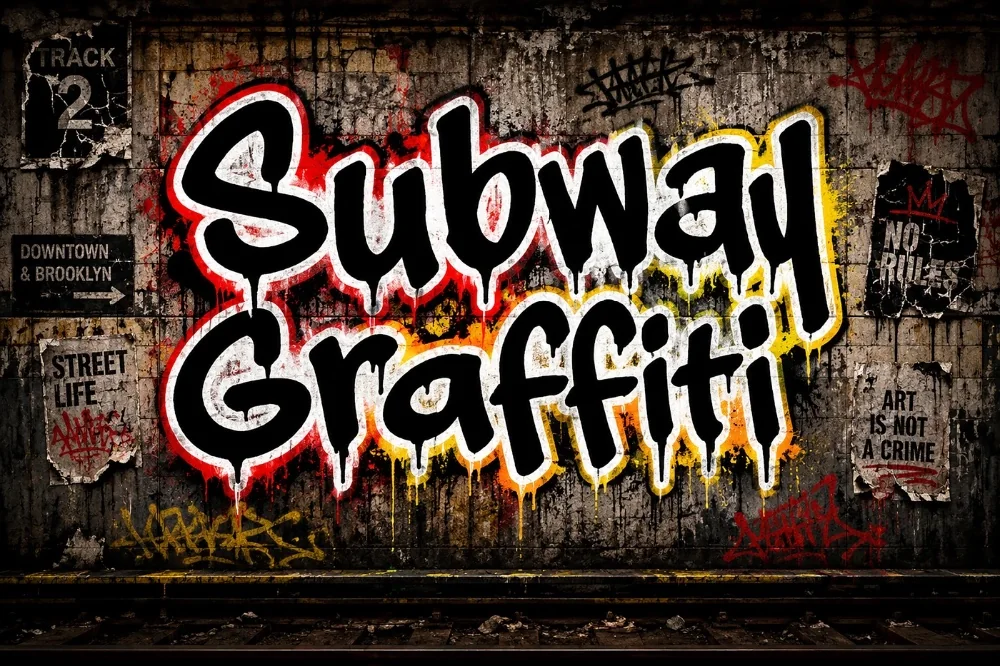 Subway Car Lettering Alphabet letters shown on a sample sheet