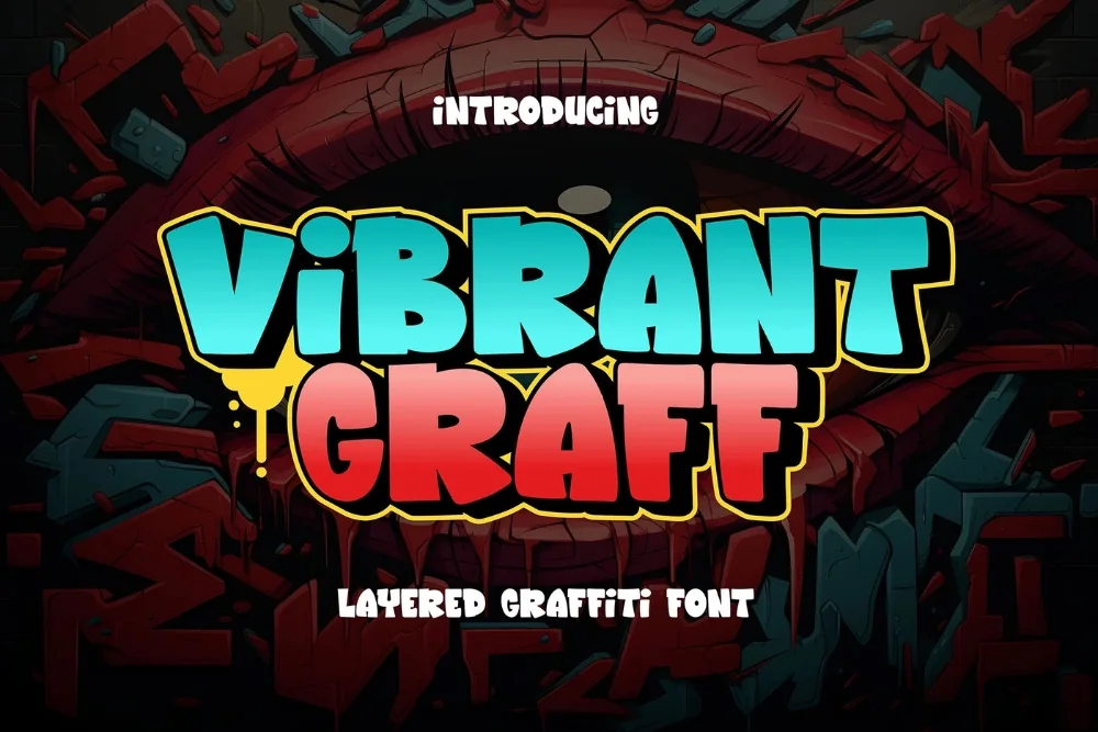 Vibrant Color Pop Graffiti Font letters shown on a sample sheet