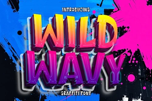 Wavy Wildstyle Display Font letters shown on a sample sheet