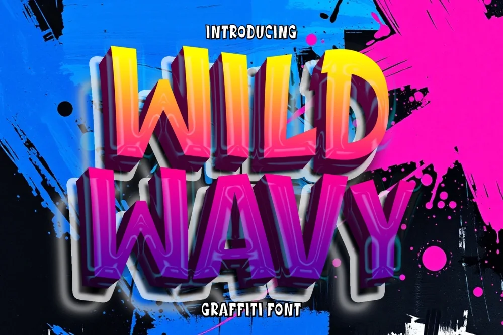 Wavy Wildstyle Display Font letters shown on a sample sheet