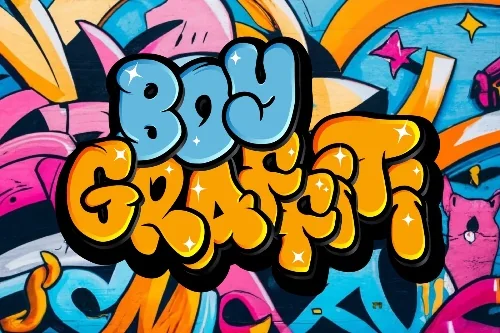 Young Crew Graffiti Font letters shown on a sample sheet