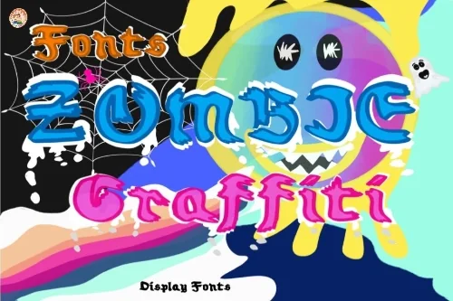 Zombie Drip Graffiti Font letters shown on a sample sheet